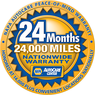 NAPA Autocare Center 24 Months / 24000 Miles Nationwide warranty badge - 